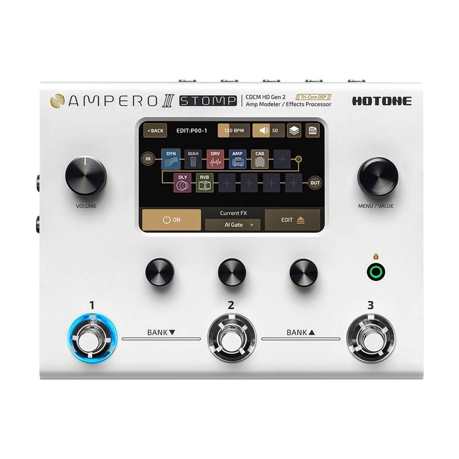 HoTone Ampero II Stomp Ampero Series Amp Modeler and Effects Processor inclusief Adapter !