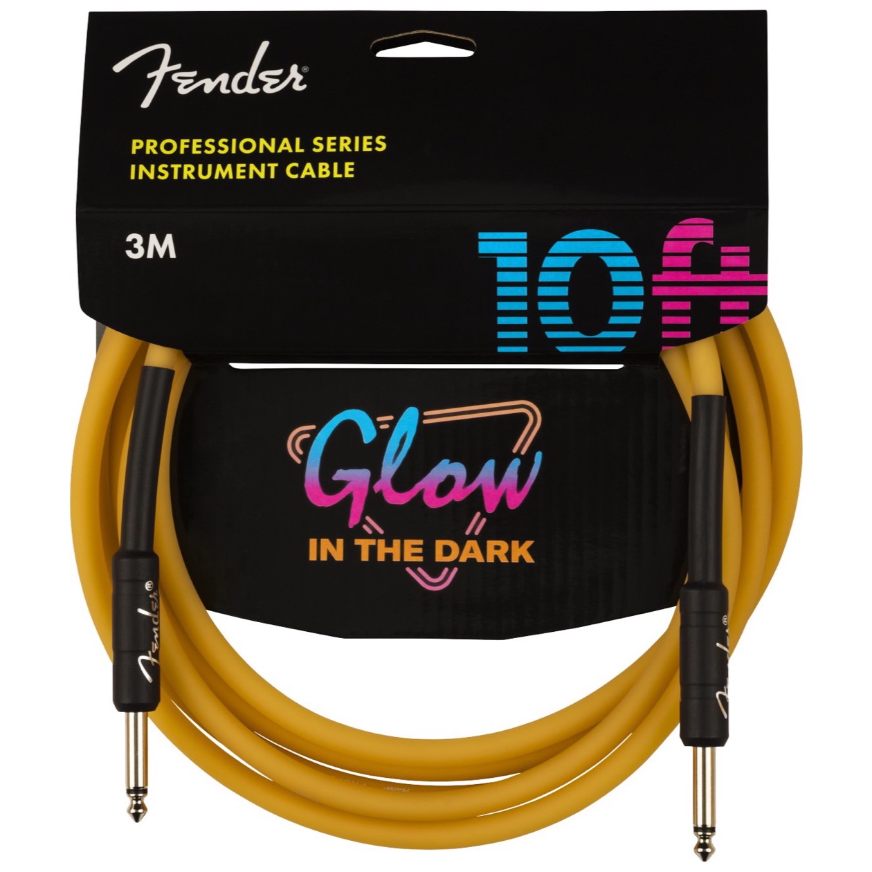 Fender Professional Series Glow in the Dark Instrument Kabel 3 meter Orange Jack - Jack