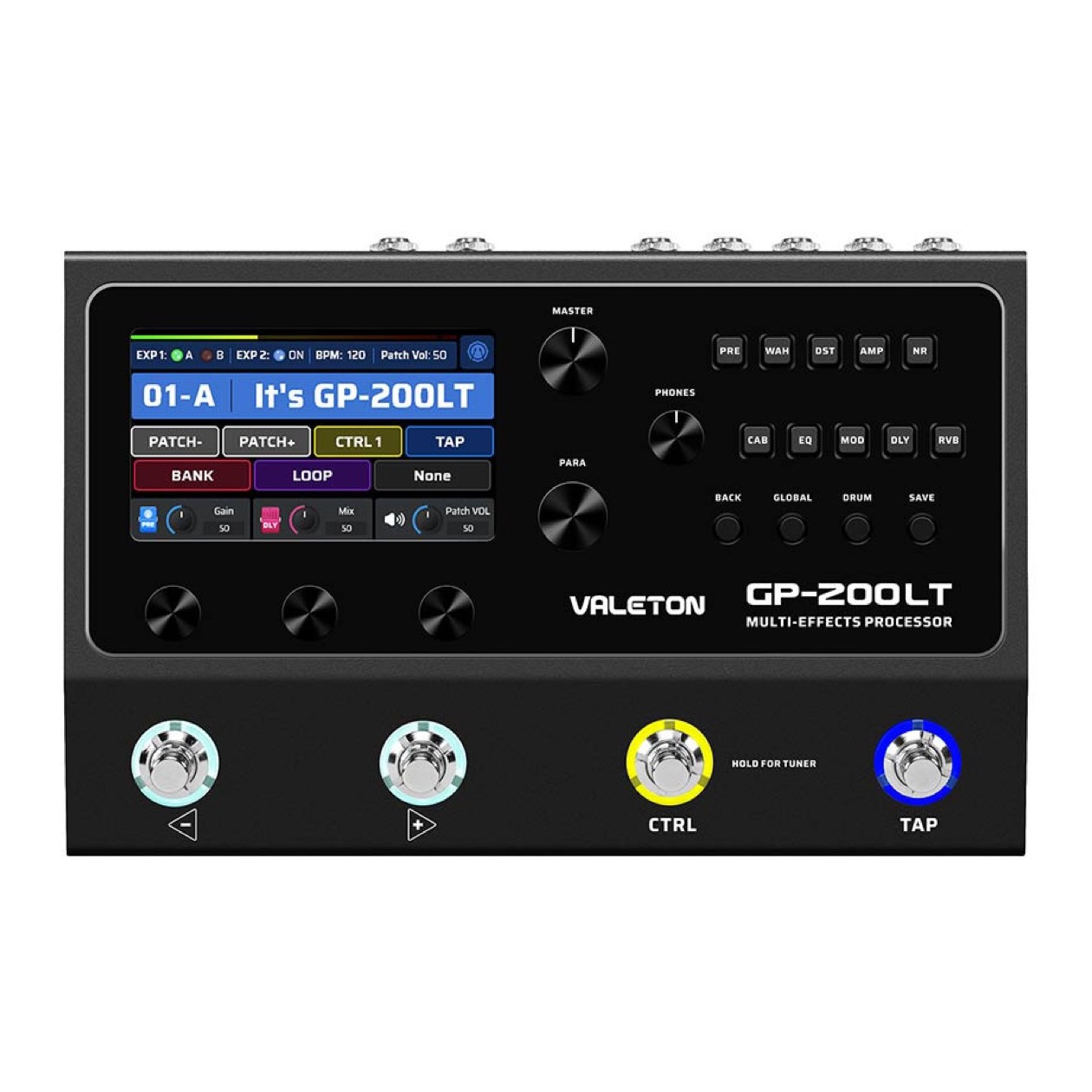 Valeton GP 200LT / GP200LT Valeton Multi Effects Processor with IR + amp/cab Simulation + Effects + Looper + Audio Interface incl. Adapter OOK IN VOORRAAD !
