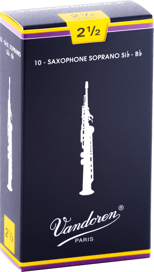 Vandoren Rieten voor Sopraan Saxofoon doos met 10 Rietjes Sterkte 2.5
