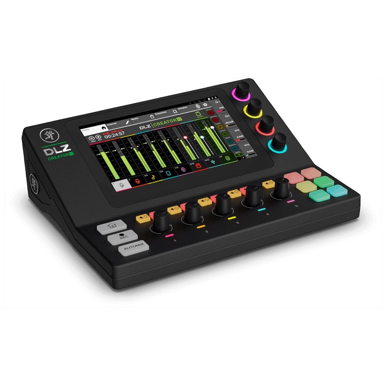 Mackie DLZ Creator XS compact and adaptive digital mixer for podcasting and streaming, featuring Mix Agent technology