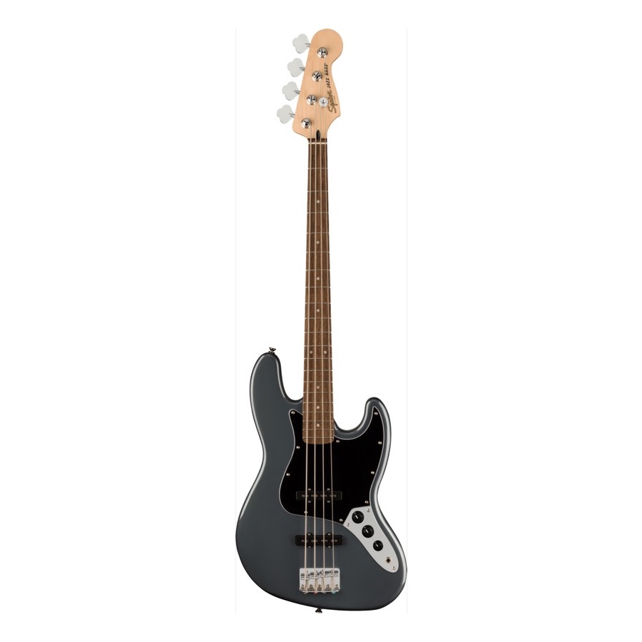 Fender Squier Affinity Series Jazz Bass, Laurel Fingerboard, Black Pickguard, Charcoal Frost Metallic Elektrische Bas Gitaar