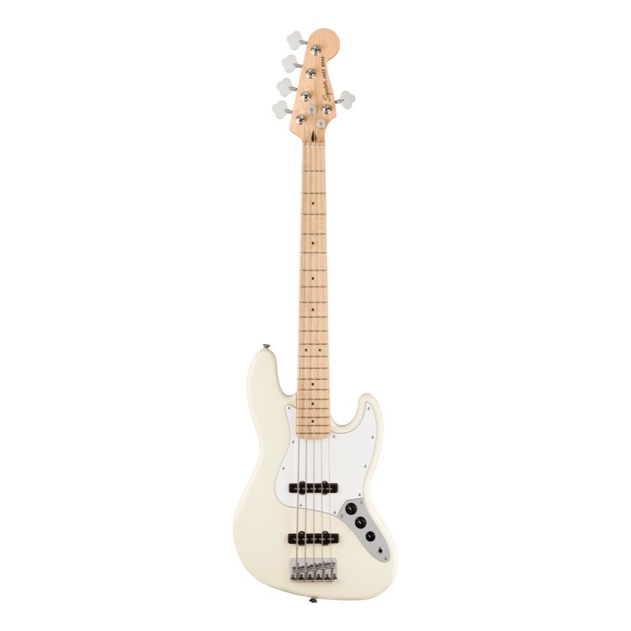 Fender Squier Affinity Series Jazz Bass V, Maple Fingerboard, White Pickguard, Olympic White Elektrische Bas Gitaar