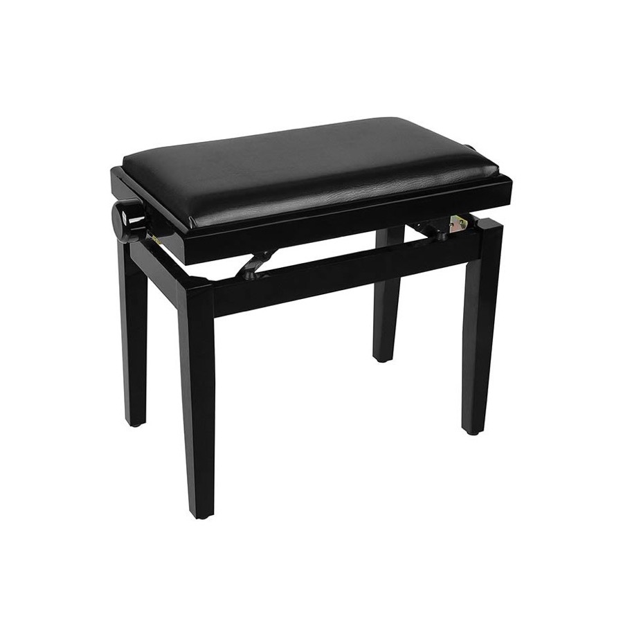 Boston Pianobank PB1/1025 met verstelbare zitting hoogglans zwart met zwarte skai zitting