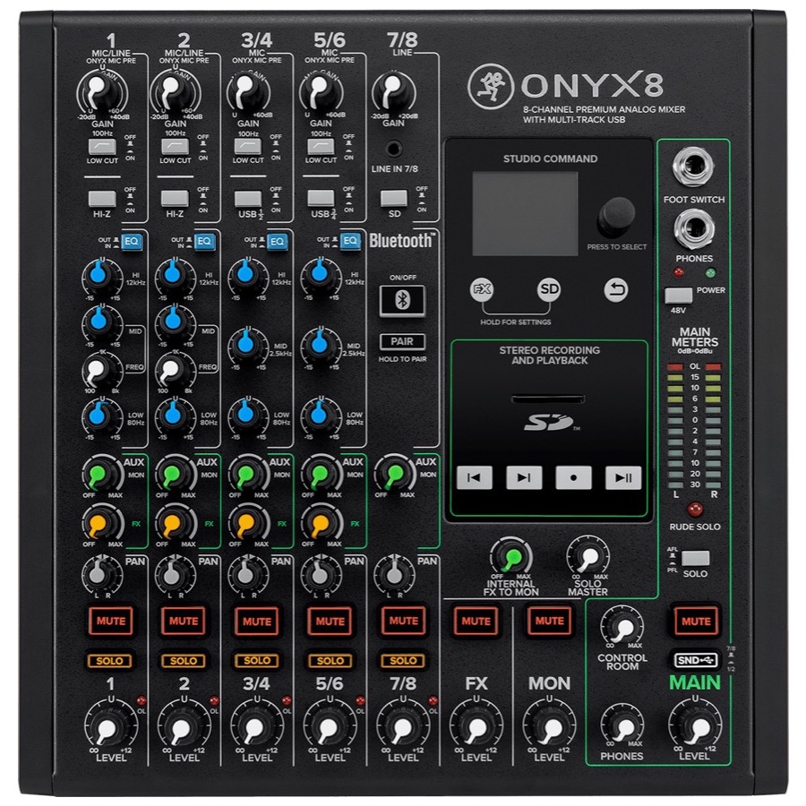 Mackie Onyx 8 / ONYX8 8-kanaals analoge mixer met USB