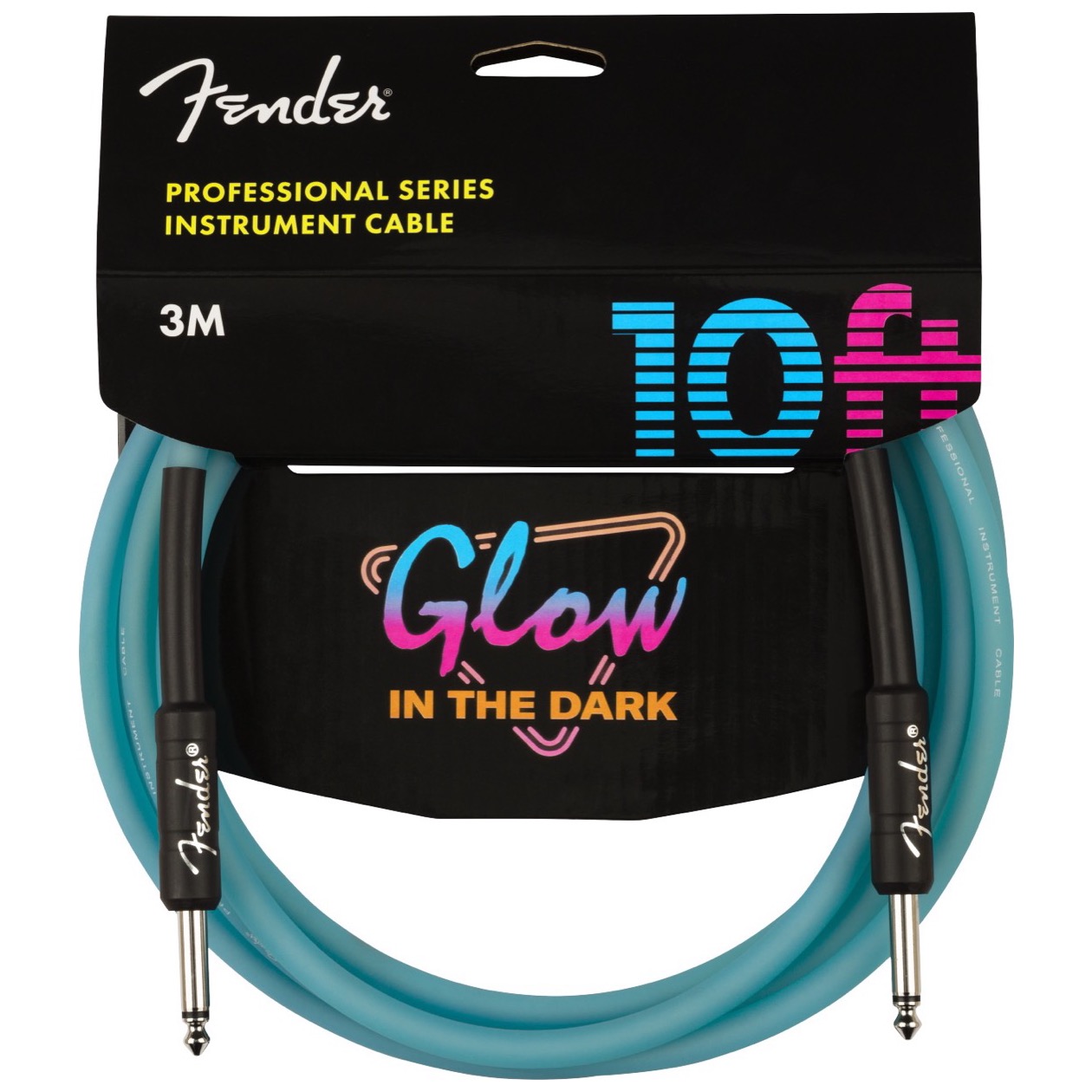 Fender Professional Series Glow in the Dark Instrument Kabel 3 meter Blauw Jack - Jack