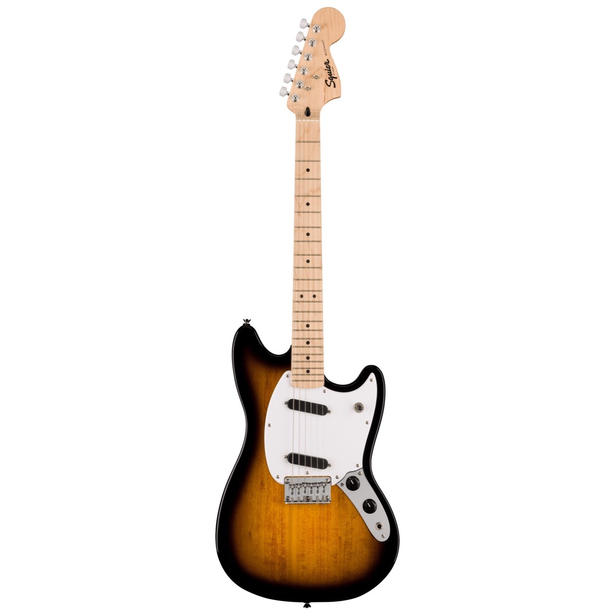 Fender Squier Sonic Mustang Maple Fingerboard, White Pickguard, 2-Color Sunburst NIEUW VOOR 2023