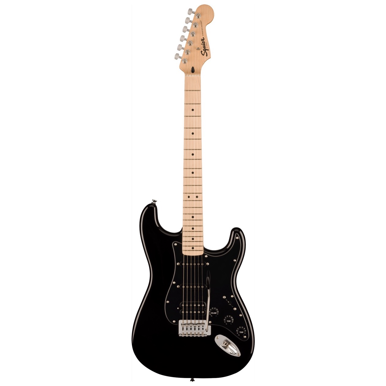 Fender Squier Sonic Stratocaster HSS, Maple Fingerboard, Black Pickguard, Black NIEUW VOOR 2023