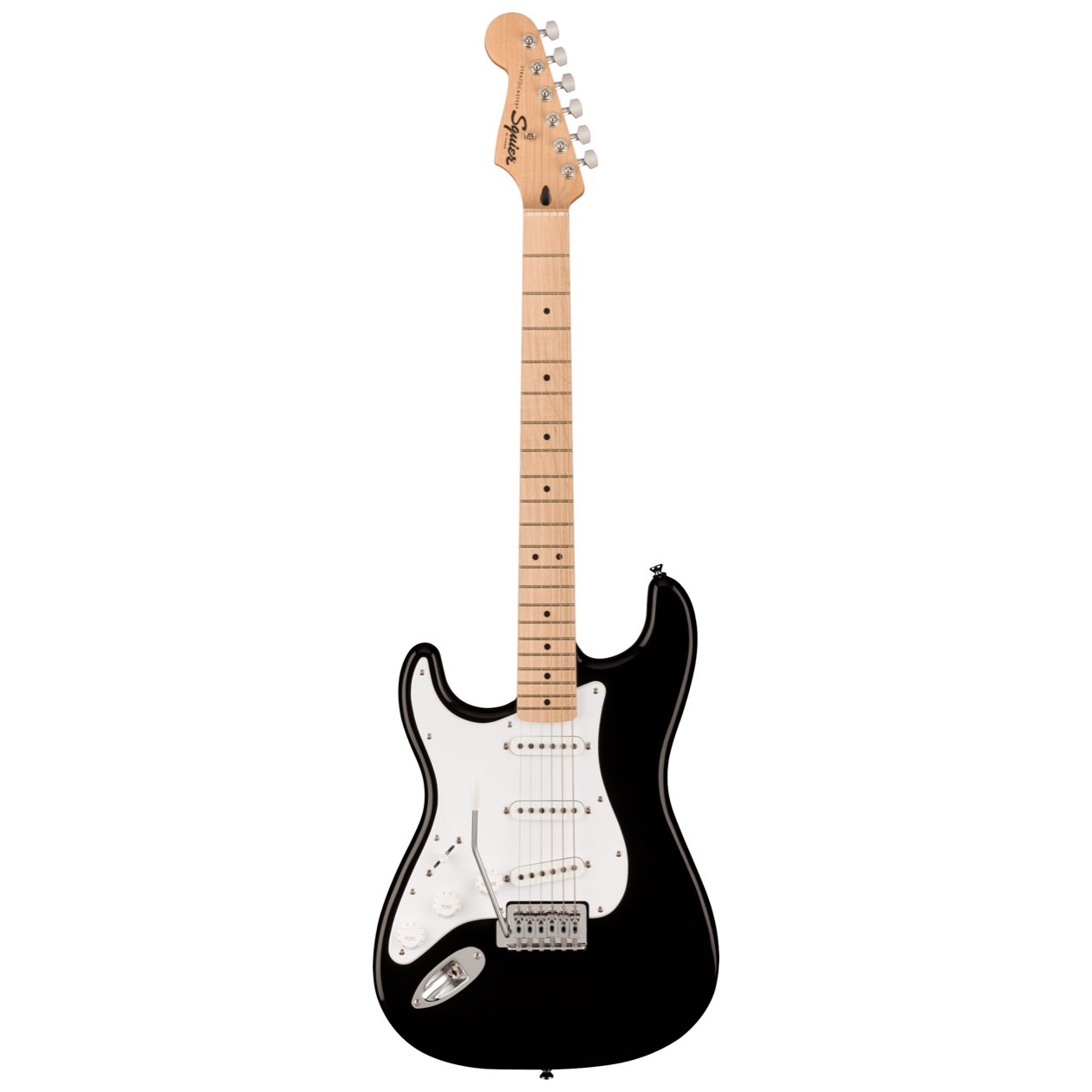Fender Squier Sonic Stratocaster Left-Handed, Maple Fingerboard, White Pickguard, Black LINKSHANDIG, NIEUW VOOR 2023