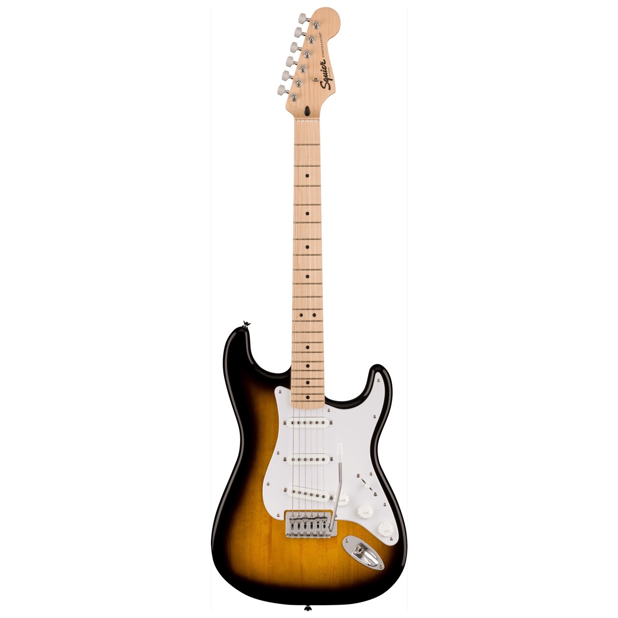 Fender Squier Sonic Stratocaster, Maple Fingerboard, White Pickguard, 2-Color Sunburst NIEUW VOOR 2023