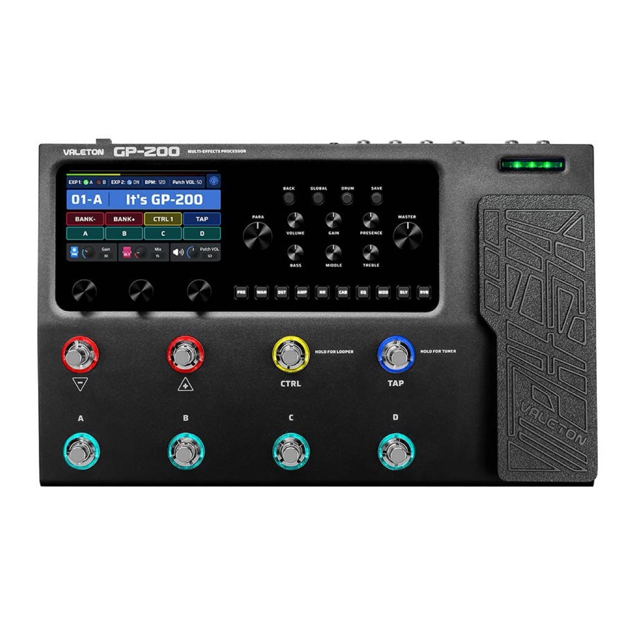 Valeton GP 200 / GP200 Valeton Multi Effects Processor with IR + amp/cab Simulation + Effects + looper + Audio Interface incl. Adapter OOK IN VOORRAAD !