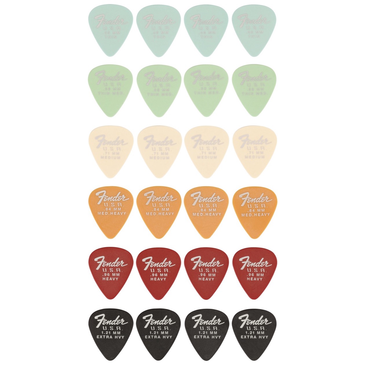 Fender 351 Shape Premium Picks, 24 Mix, dus 24 plectra voor een bodemprijs