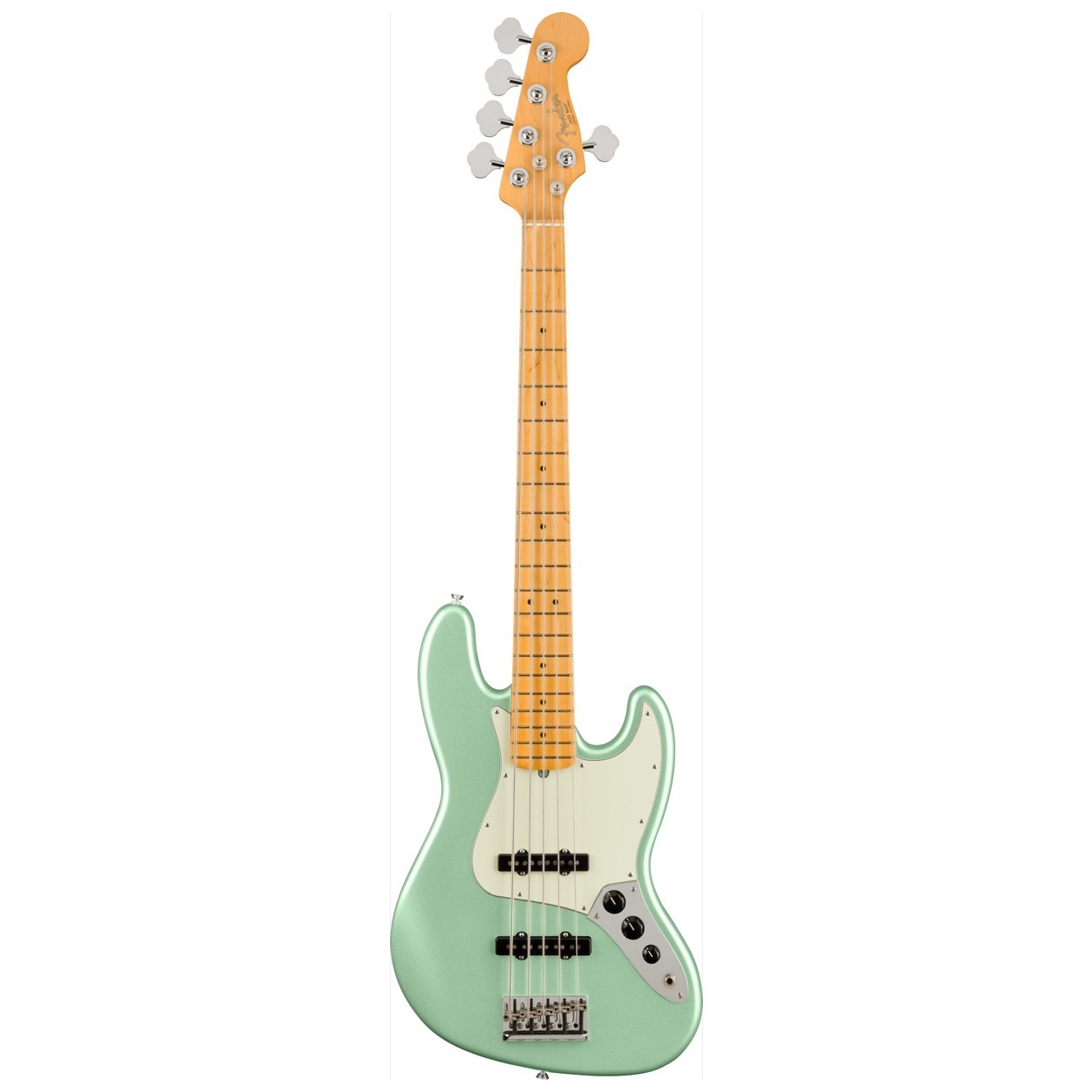 Fender American Professional II Jazz Bass V, Maple Fingerboard, Mystic Surf Green inclusief Deluxe Molded Case