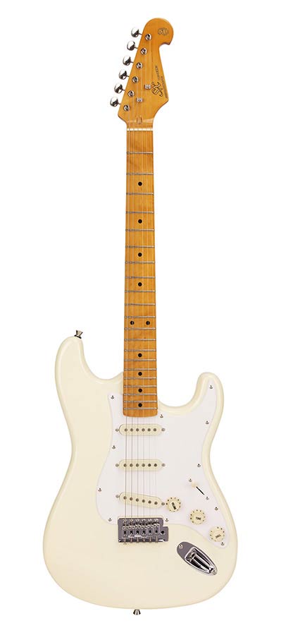 SX SST 57 Stratocaster Vintage White Elektrische Gitaar inclusief SX Gig Bag