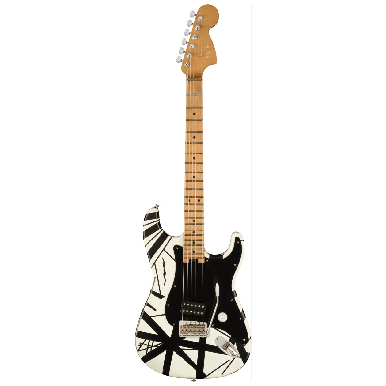 EVH Striped Series '78 Eruption, Maple Fingerboard, White with Black Stripes Relic Elektrische Gitaar Inclusief Gig Bag