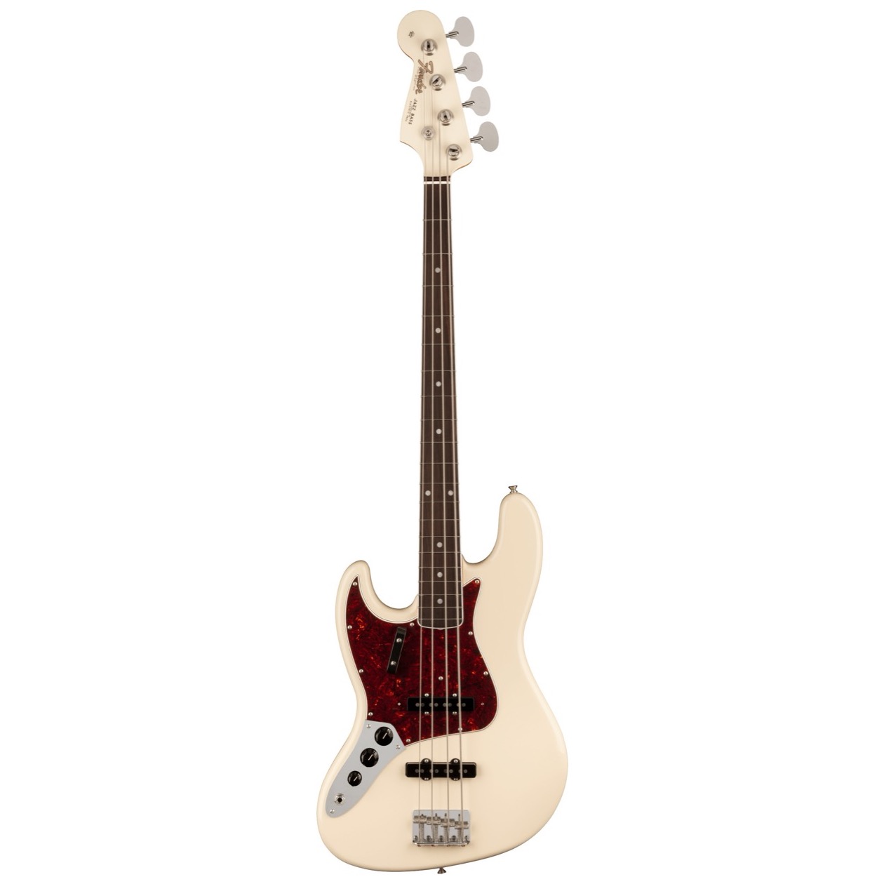 Fender American Vintage II 1966 Jazz Bass Left-Hand, Rosewood Fingerboard, Olympic White Inclusief Luxe Case Vintage-Style Black (Orange Interior)