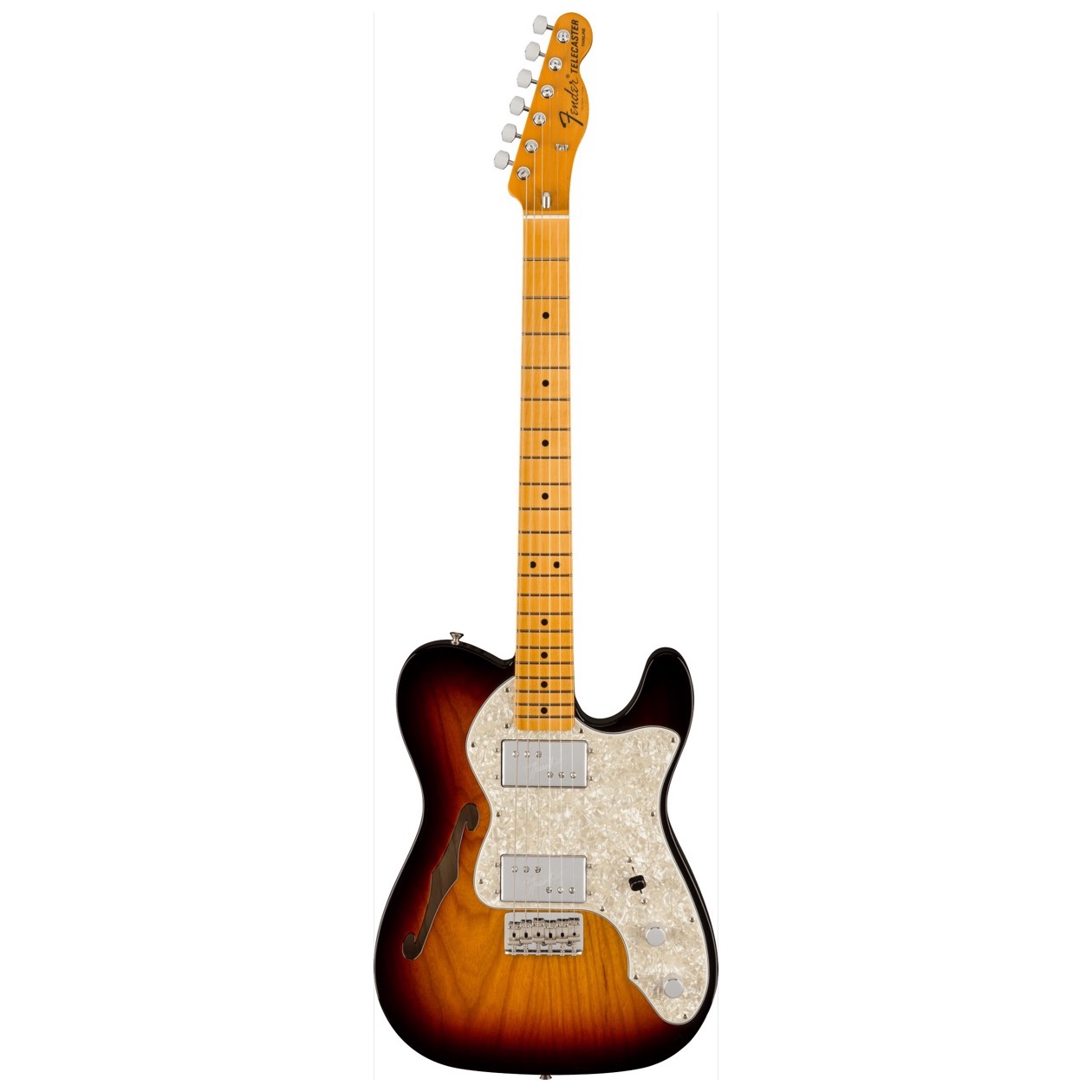 Fender American Vintage II 1972 Telecaster Thinline, Maple Fingerboard, 3-Color Sunburst Inclusief Luxe Case Vintage-Style Black (Orange Interior)