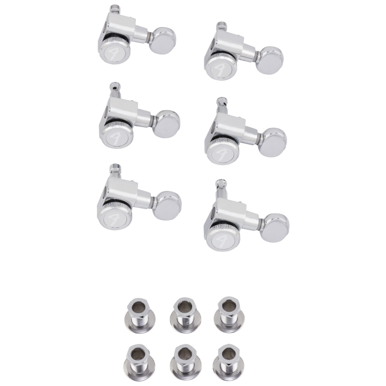 Fender Staggered Locking Tuners with Vintage-Style Buttons, Polished Chrome (6) Model 0990818500