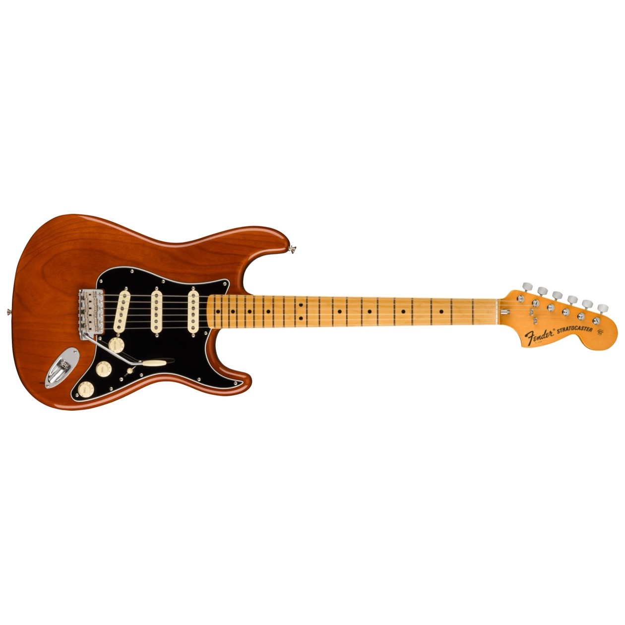 Fender American Vintage II 1973 Stratocaster, Maple Fingerboard, Mocha Inclusief Luxe Case Vintage-Style Black (Orange Interior)