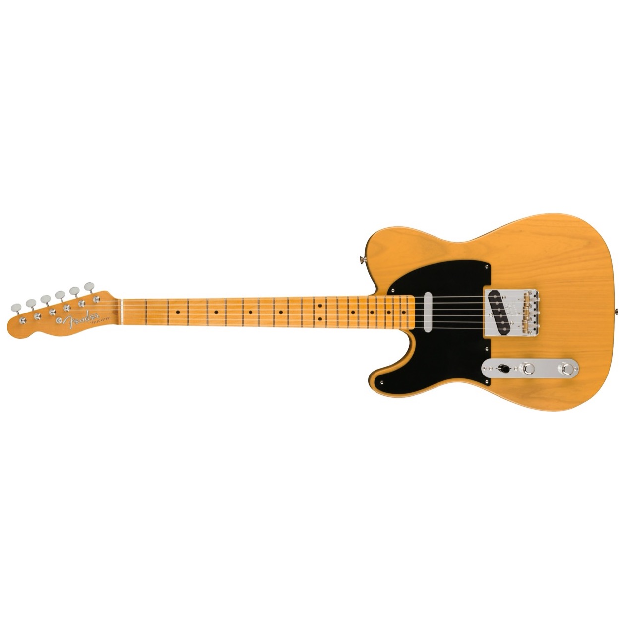 Fender American Vintage II 1951 Telecaster LEFT HAND, Maple Fingerboard, Butterscotch Blonde Inclusief Luxe Case Vintage-Style Tweed (Crushed Red Interior)