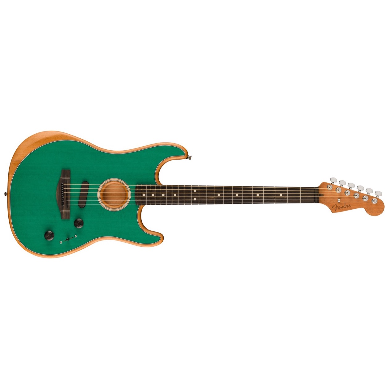 Fender American Acoustasonic Stratocaster,  Limited Edition, Ebony Fingerboard, Aqua Teal Inclusief Fender Deluxe 1225 Gig Bag