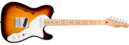 Fender Squier Affinity Series Telecaster Thinline, Maple Fingerboard, White Pickguard, 3-Color Sunburst Elektrische Gitaar