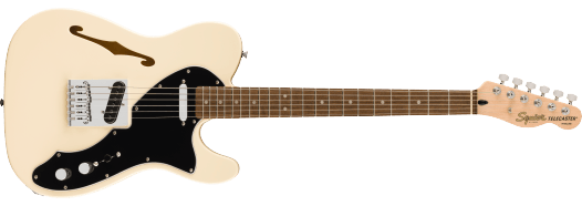 Fender Squier Affinity Series Telecaster Thinline, Laurel Fingerboard, Black Pickguard, Olympic White Elektrische Gitaar