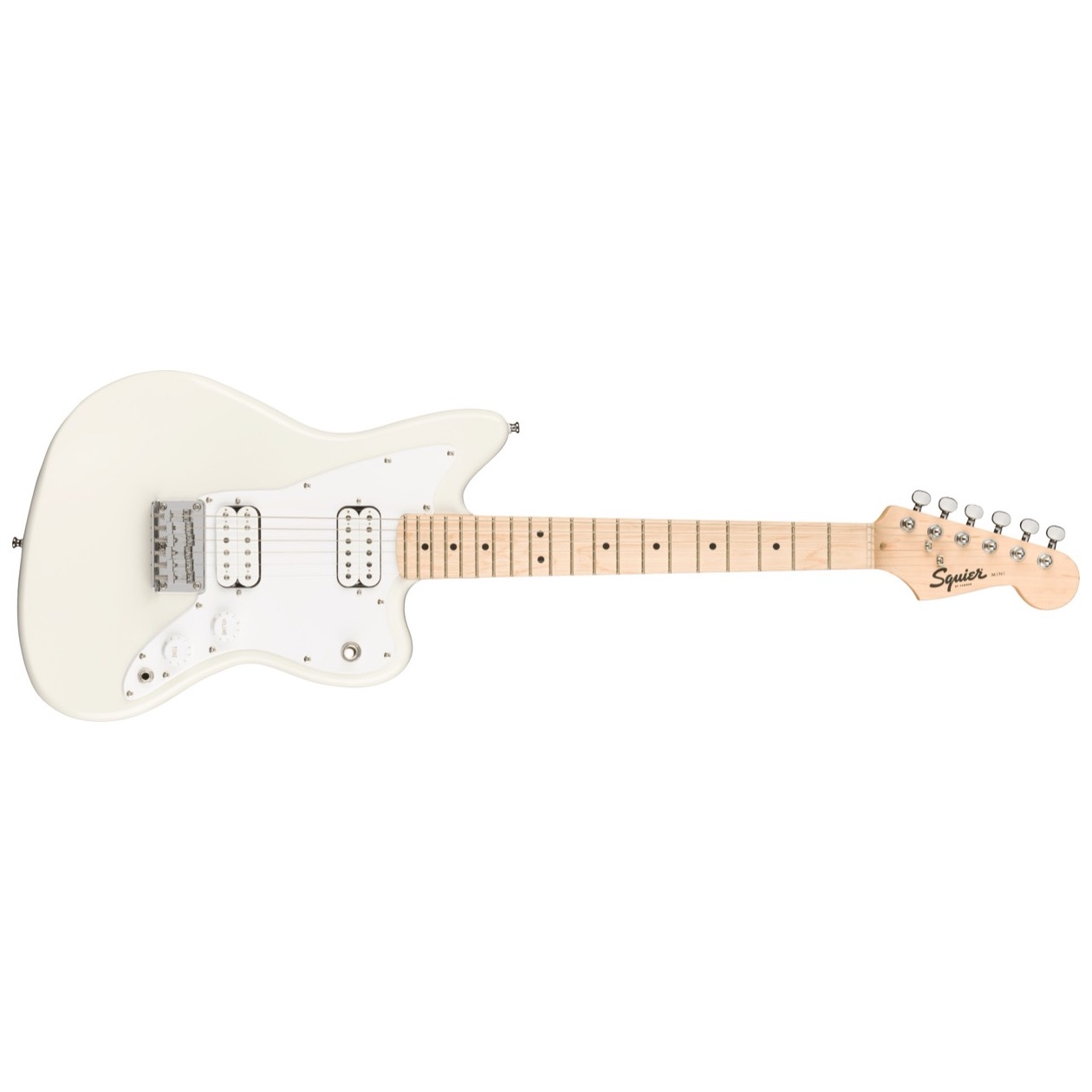 Fender Squier Mini Jazzmaster HH, Maple Fingerboard, White Pickguard, Olympic White Elektrische Gitaar