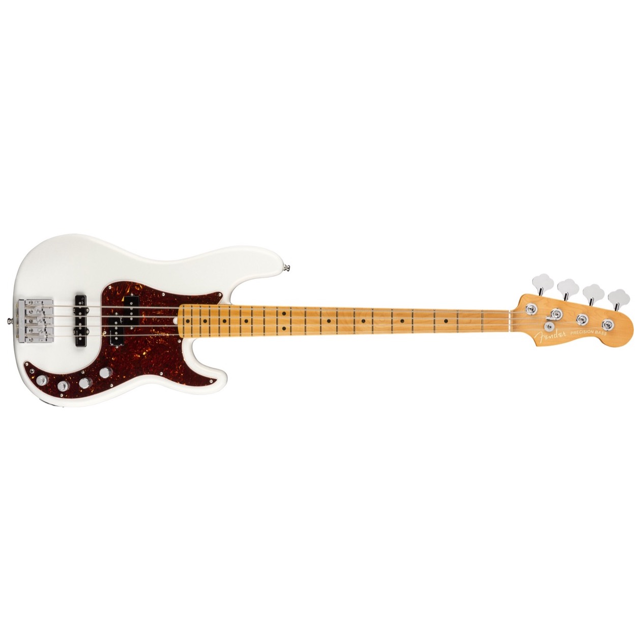 Fender American Ultra Precision Bass, Maple Fingerboard, Arctic Pearl inclusief Fender Elite Molded Case