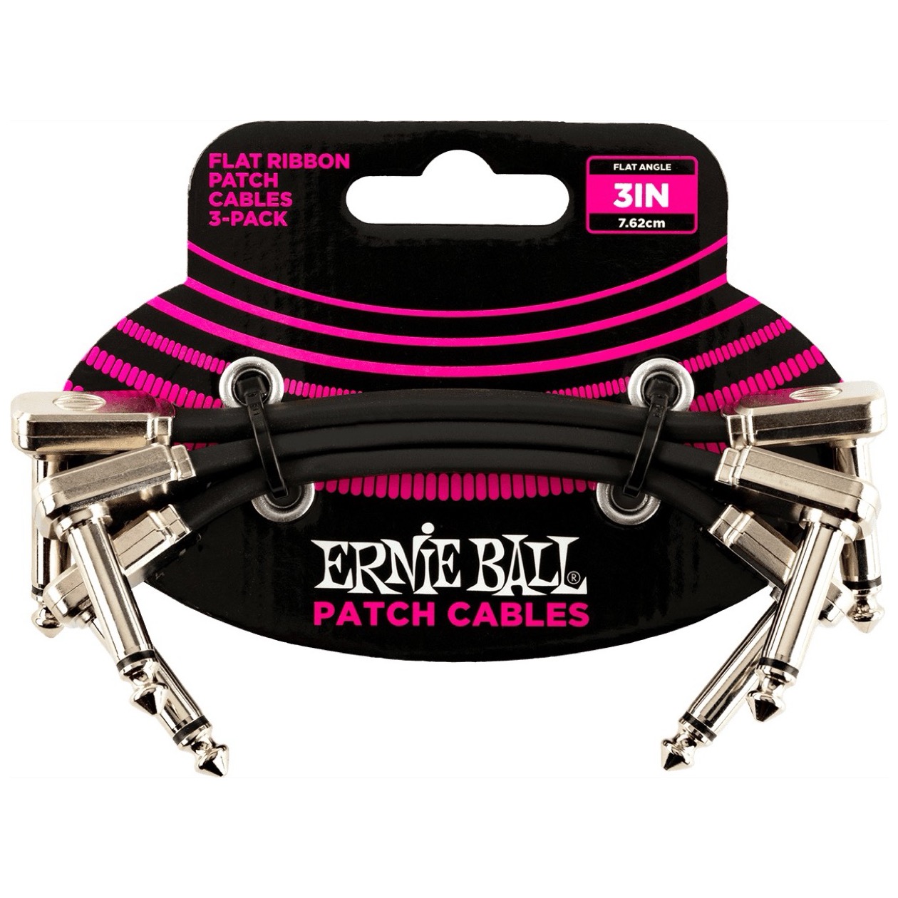 Ernie Ball Cables instrument patch 3 pack - fine angled & flat - 7.5 cm