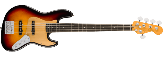 Fender American Ultra II Jazz Bass V, Ebony Fingerboard, Ultraburst inclusief Fender Deluxe Molded Case