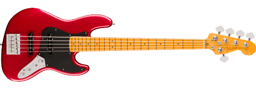 Fender American Ultra II Jazz Bass V, Maple Fingerboard, Sinister Red inclusief Fender Deluxe Molded Case