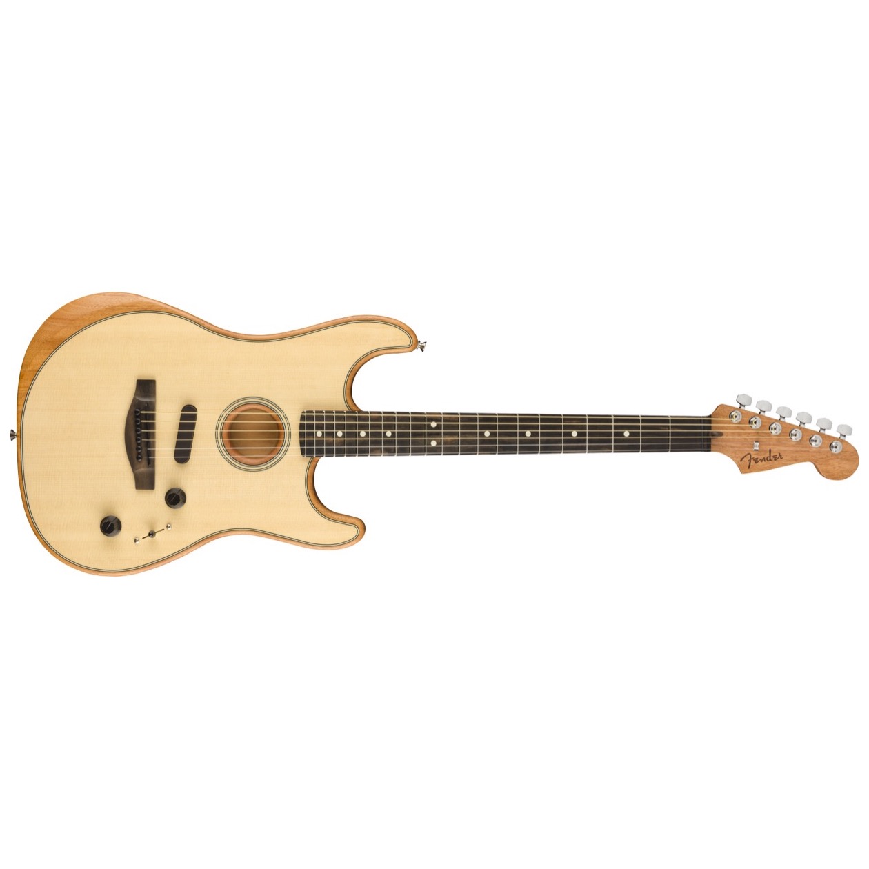 Fender American Acoustasonic Strat, Ebony Fingerboard, Natural Model 0972023221 Inclusief Fender Gig Bag Deluxe Molded