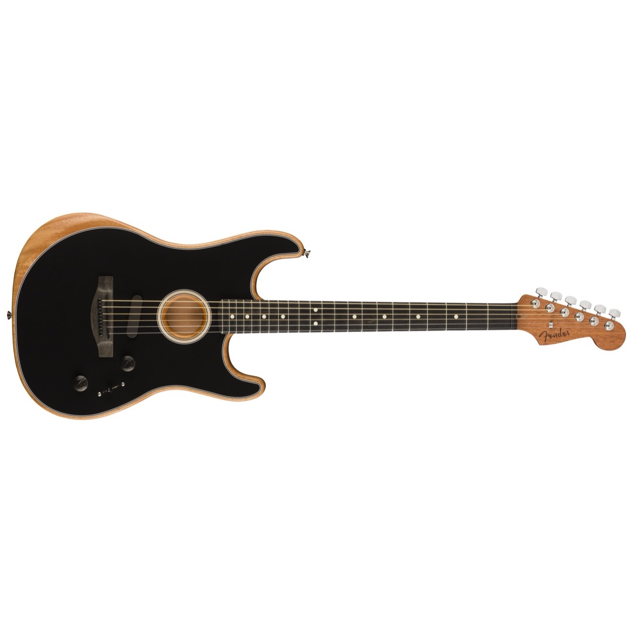 Fender American Acoustasonic Strat, Ebony Fingerboard, Black Model 0972023206 Inclusief Fender Gig Bag Deluxe Molded