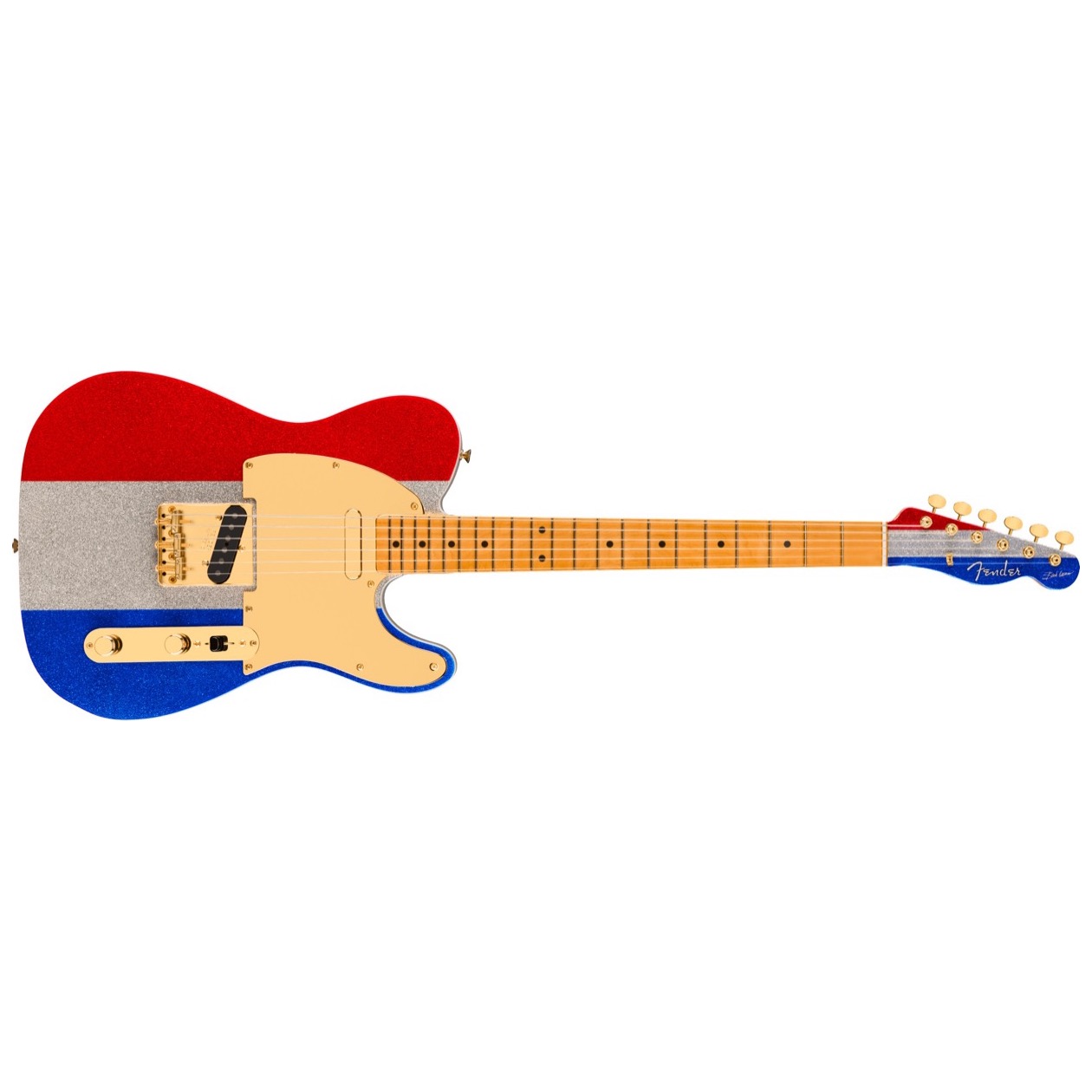 Fender Buck Owens Telecaster, Maple Fingerboard, Red, Silver and Blue Sparkle Inclusief Fender Deluxe Black Hardshell Case (Black Interior)