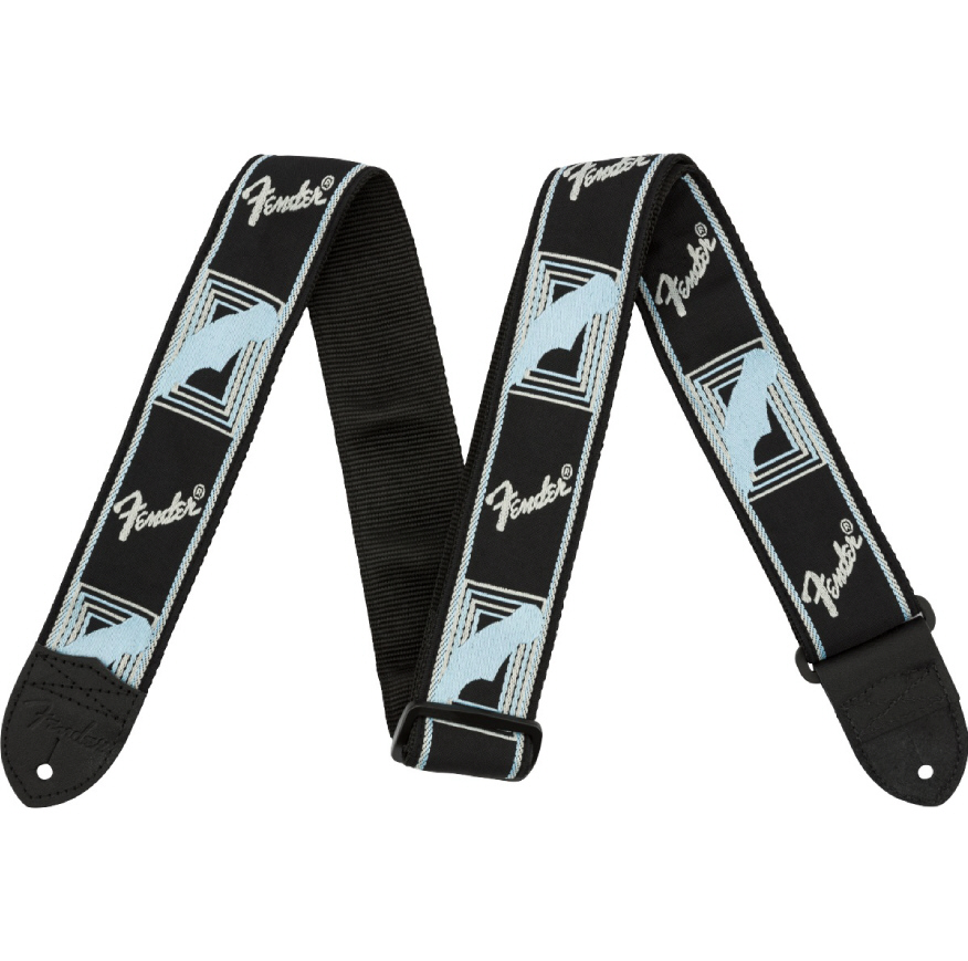 Fender 2" Monogrammed Strap Black/Light Grey/Blue Model 0990681502 Gitaarband