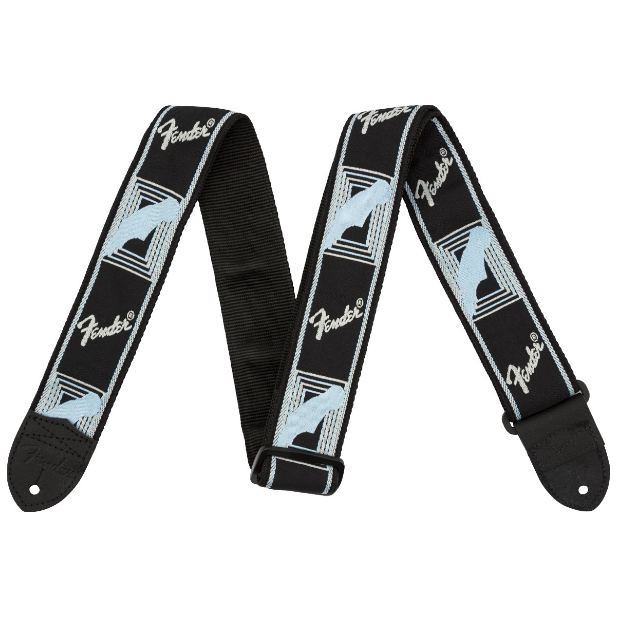 Fender 2" Monogrammed Strap Black/Light Grey/Blue Model 0990681502 Gitaarband