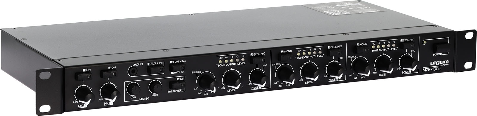 Algam Audio MZR 1005 / MZR1005 - 5 stereo input, 3 rackable zone mixer/zoner