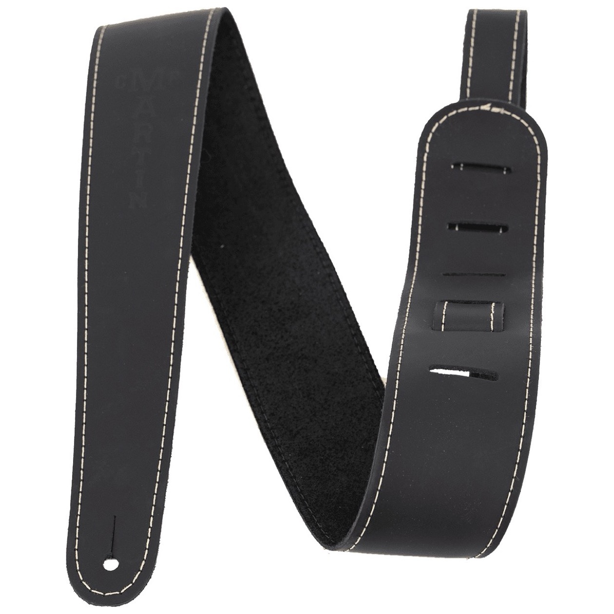Martin Leather Strap, Slim Style, Black, Gitaarband, Leer, Zwart