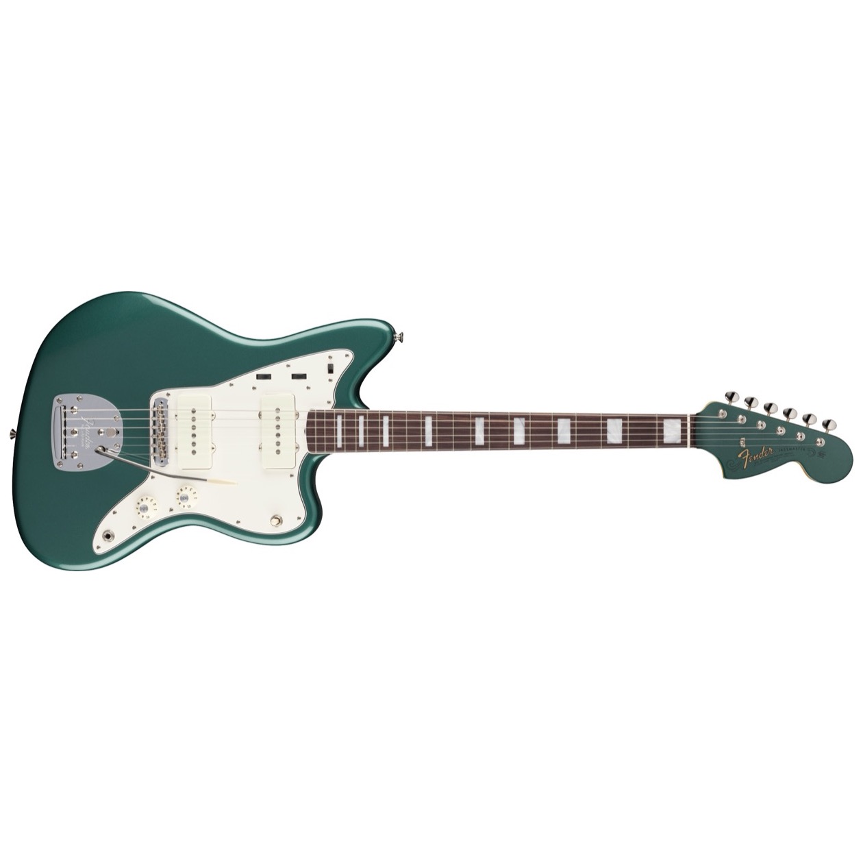 Fender American Vintage II 1966 Jazzmaster, Rosewood Fingerboard, Sherwood Green Metallic Inclusief Luxe Case Vintage-Style Black (Orange Interior)