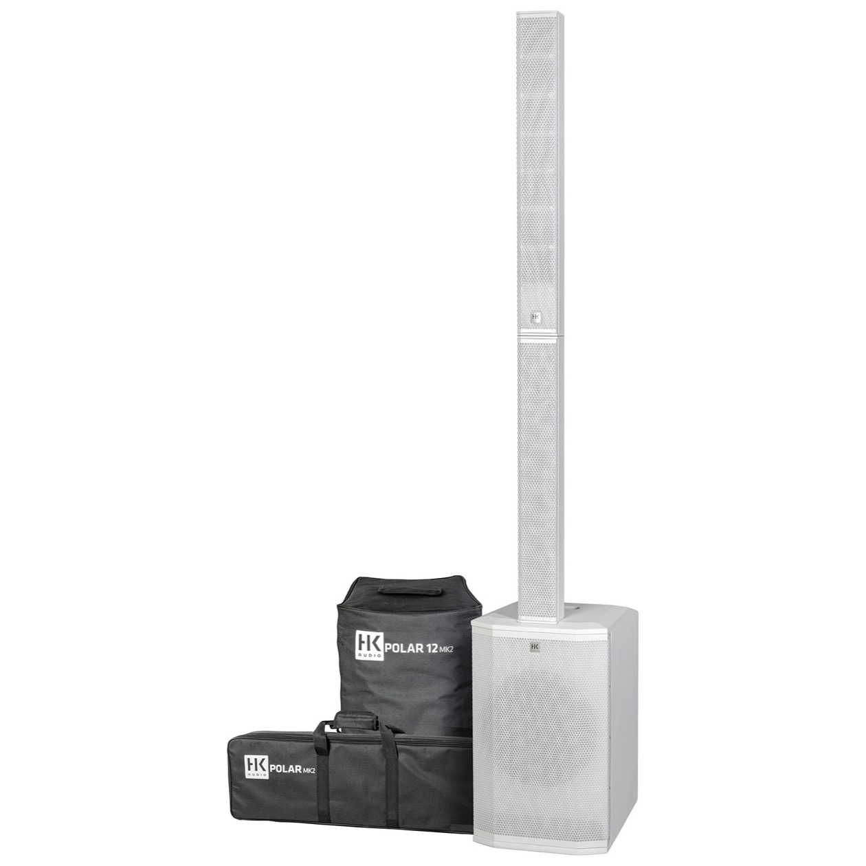 HK Audio Polar 12 MK II White PA Systeem Inclusief Beschermhoezen