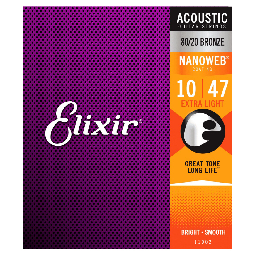 Elixir 11002 Nanoweb Snarenset voor Western Gitaar Extra Light 10-14-23-30-39-47