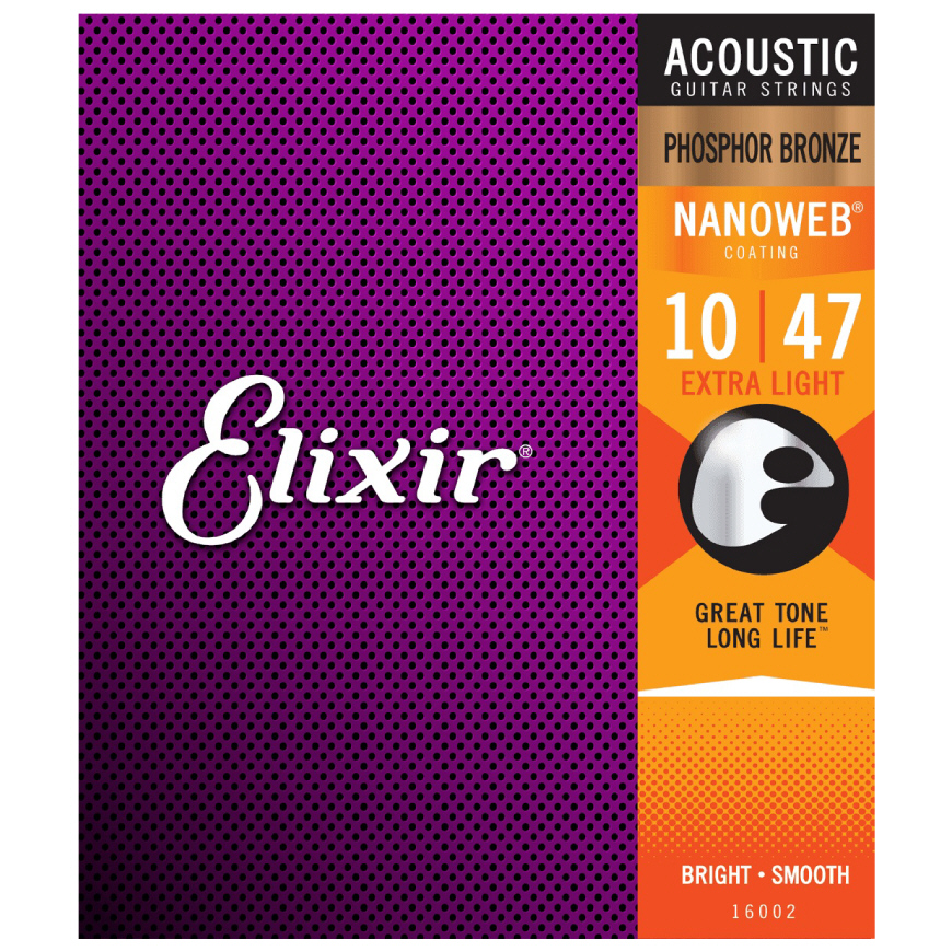 Elixir 16002 Nanoweb Snarenset voor Western Gitaar Phosphor Extra Light 10-14-23-30-39-47