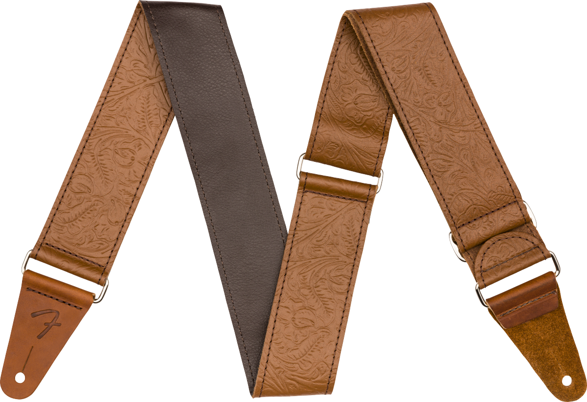 Fender Tooled Leather Guitar Strap, Brown, Model 0996970000 2" Gitaarband