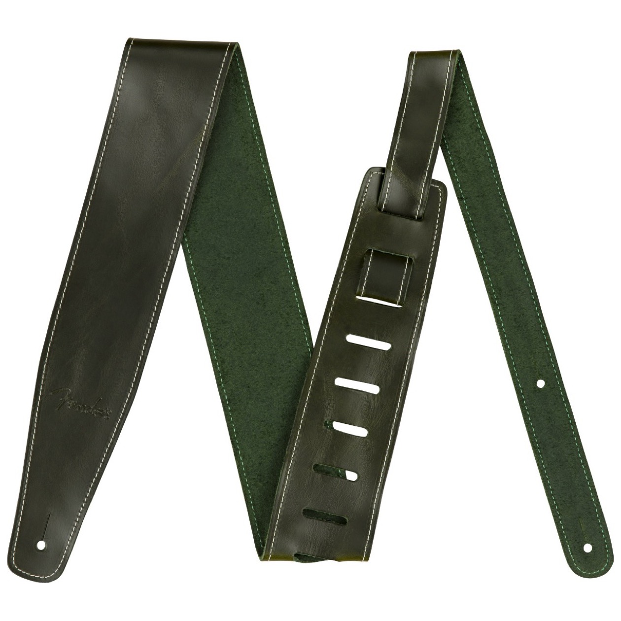 Fender Broken-In Leather Strap, Green 2.5" Gitaarband Model 0990641062