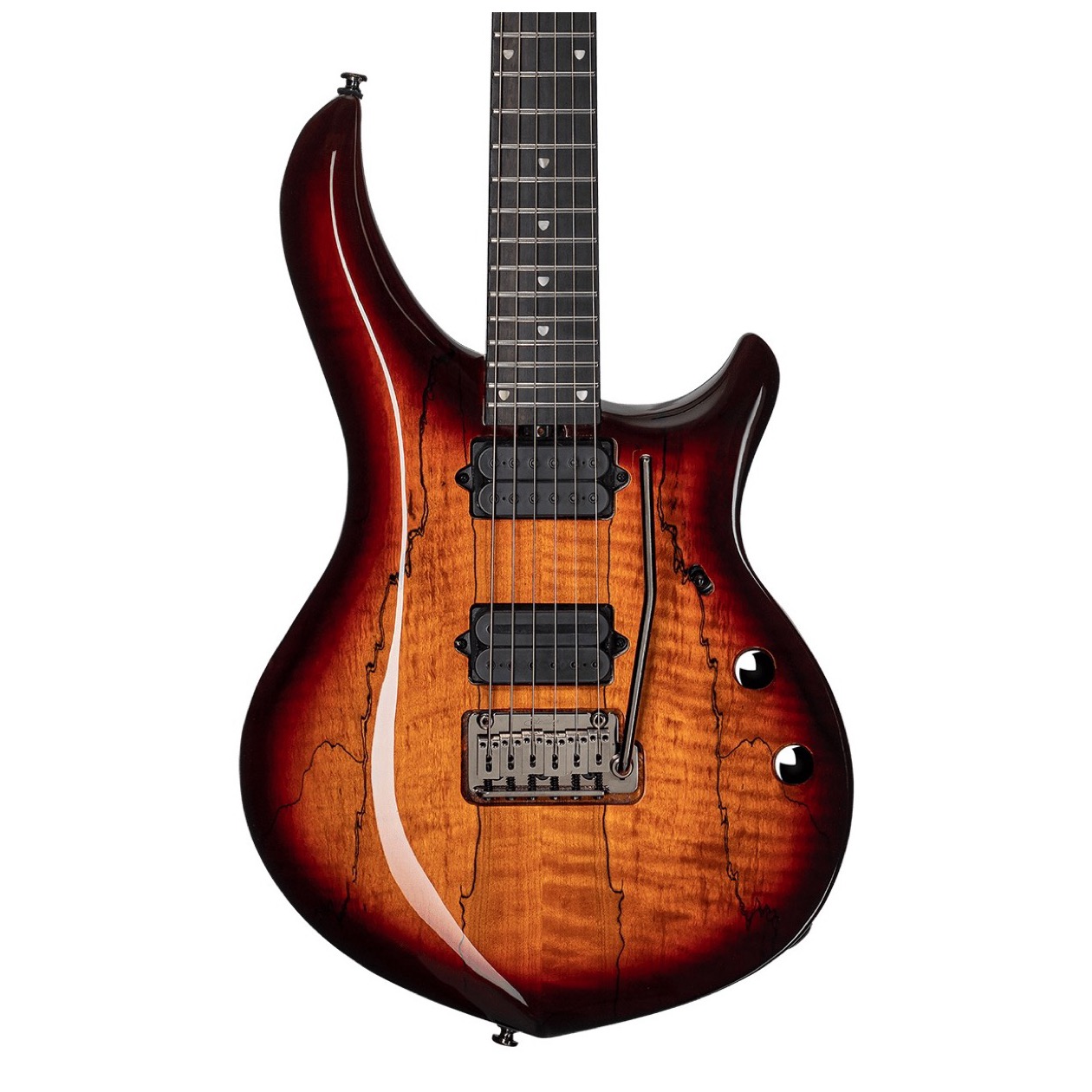 Sterling by Music Man MAJ 200 XSM BOB John Petrucci Majesty, Blood Orange Burst, Spalted Top, DiMarzio pickups