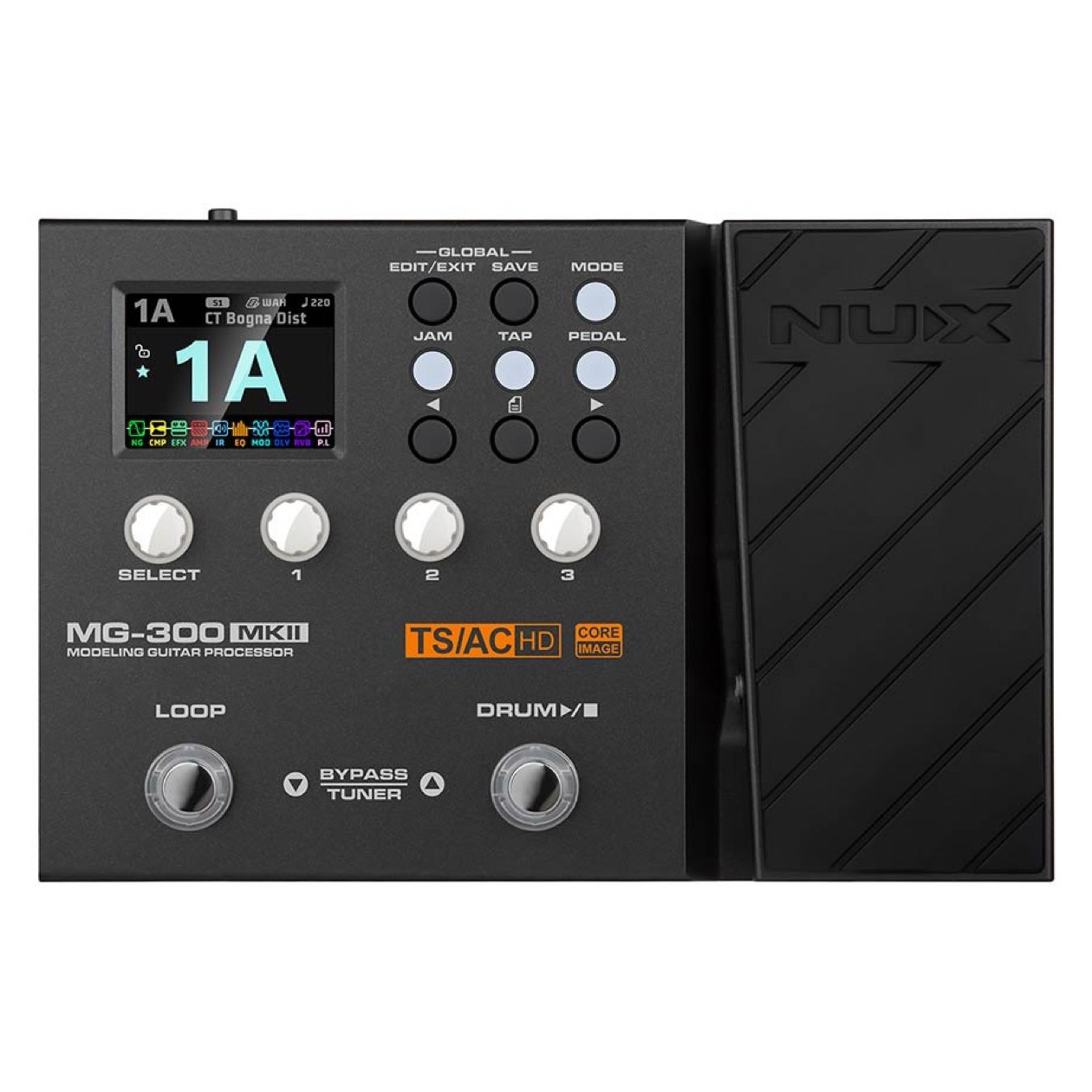 NUX MG 300 MK2 / MG300 MK2 Digitaal Multi Effectpedaal, Versterker Modeling en Cab Simulatie + Effecten, Drumcomputer + Looper Inclusief Adapter