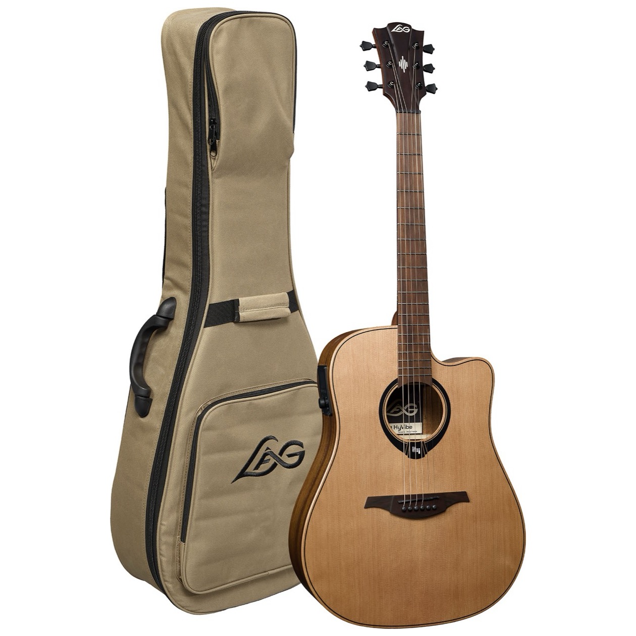 Lag HV 10 DCE / HV10 DCE Dreadnought Cutaway Electro Smart Guitar Satin Finish inclusief originele Gig Bag