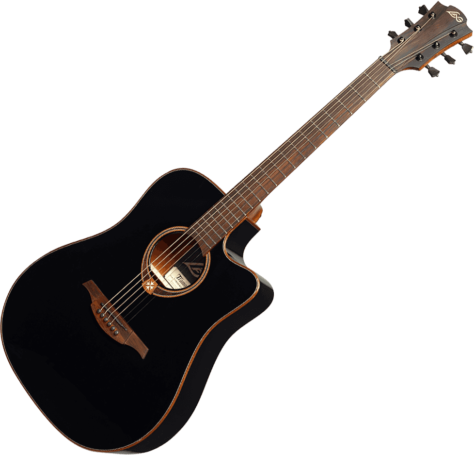Lag T 118 DCE Black / T118 DCE Black Dreadnought Cutaway Acoustic Electric Black Western Gitaar