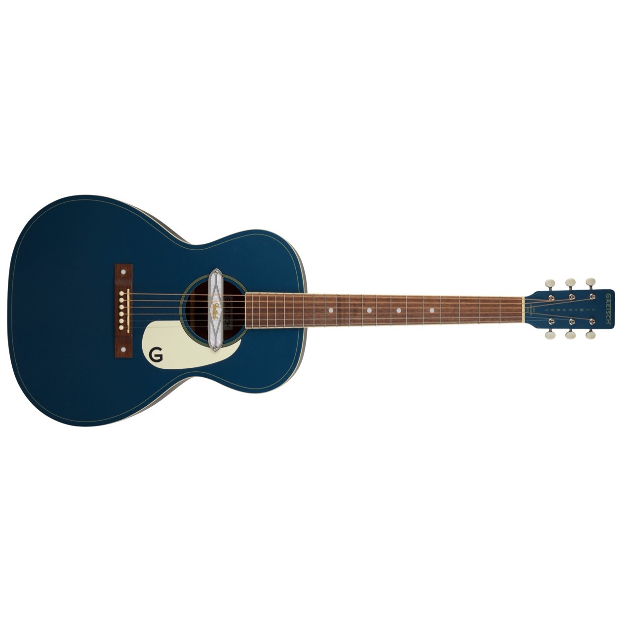 Gretsch Jim Dandy Deltoluxe Concert, Walnut Fingerboard, Aged White Pickguard, Dark Denim Top Model 2711110060 Nieuw voor 2026